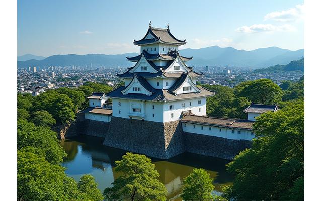 日本の美しい城の空中写真 (Aerial photo of a beautiful Japanese castle)